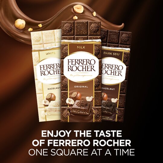 Ferrero Rocher Hazelnut Dark 55% Chocolate Bar 90G