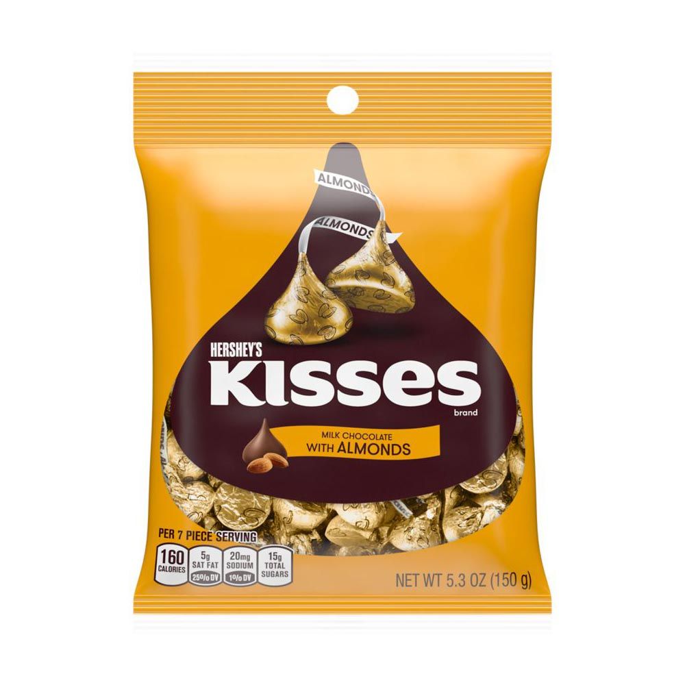 Hershey’s Kisses Milk Chocolate With Almonds Share Bag 150g