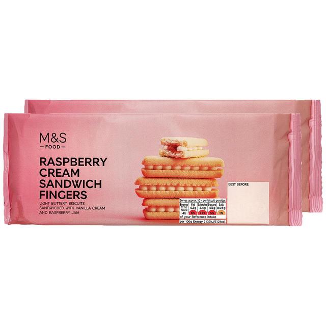 M&S Raspberry Cream Sandwich Fingers Twin Pack 2 x 150g