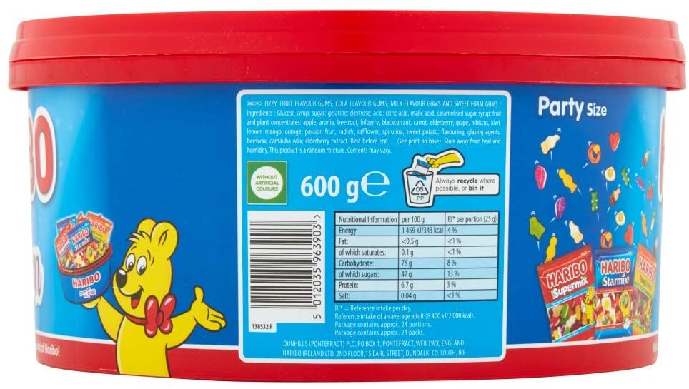 Haribo Share The Fun Mini Bags Sweets Tub, 600g
