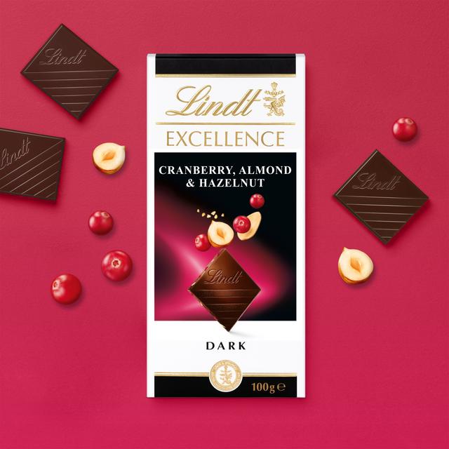 Lindt EXCELLENCE Dark Cranberry Almond & Hazelnut Bar 100g