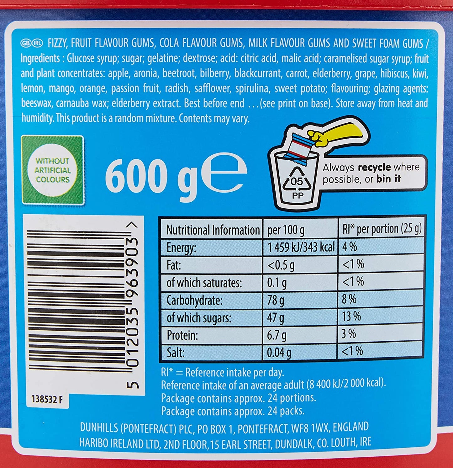 Haribo Share The Fun Mini Bags Sweets Tub, 600g