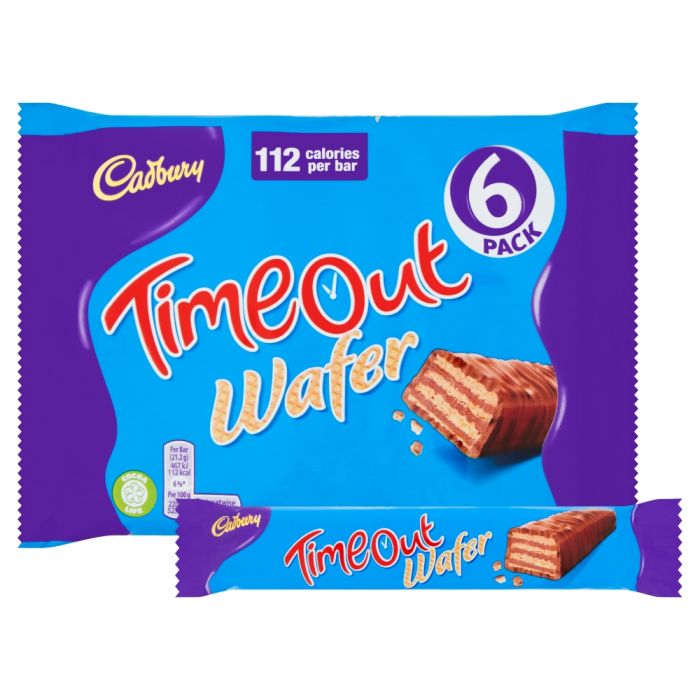 Cadbury Time Out Wafer Chocolate Bar 6 Pack 121.2g