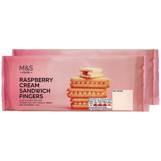 M&S Raspberry Cream Sandwich Fingers Twin Pack 2 x 150g