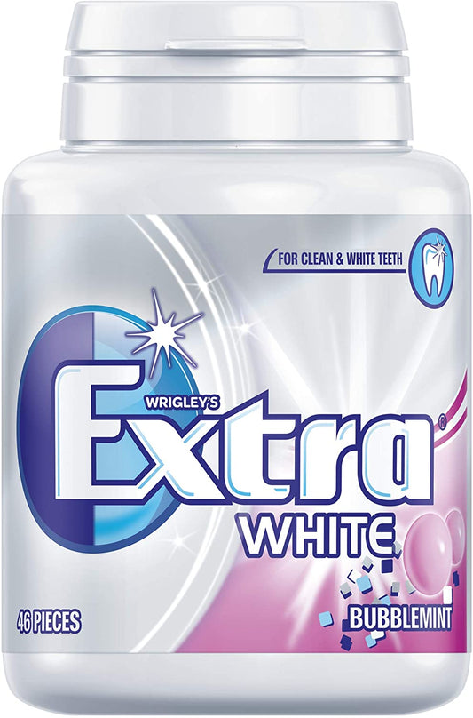 Extra White Chewing Gum Bottle Sugar Free, Bubblemint Flavour, 46 Pieces