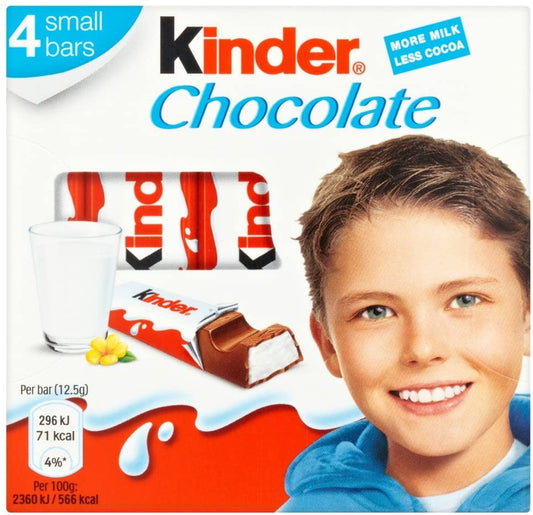 Kinder Small Chocolate Bars Multipack, 4 x 12.5g