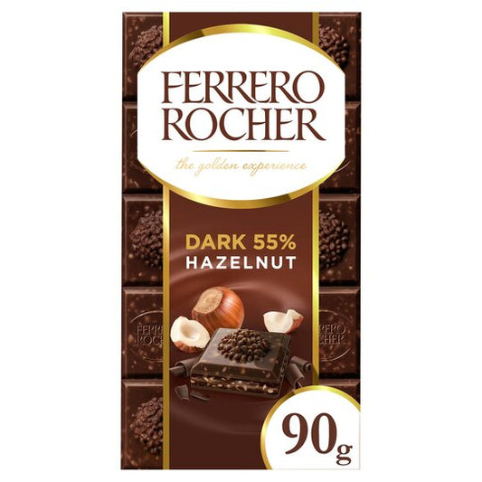 Ferrero Rocher Hazelnut Dark 55% Chocolate Bar 90G