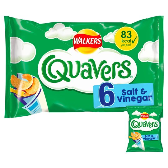 Walkers Quavers Salt & Vinegar Snacks 6X16g