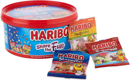 Haribo Share The Fun Mini Bags Sweets Tub, 600g