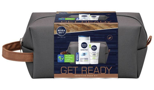 Nivea Mens Get Ready Skincare Gift Set with Wash bag