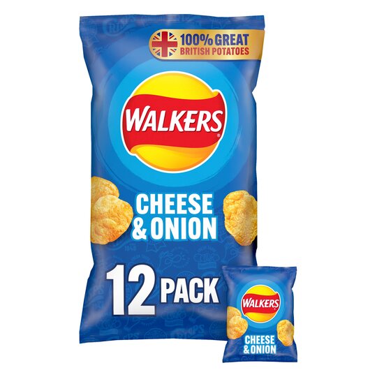 Walkers Cheese & Onion Crisps 12 X 25G