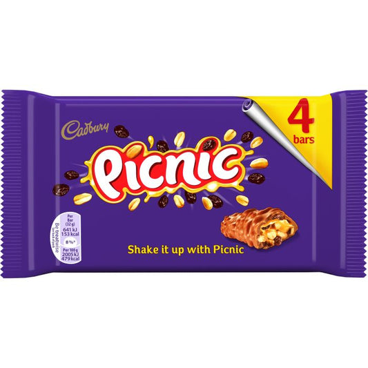 Cadbury Picnic Chocolate Bar 4 Pack 128g