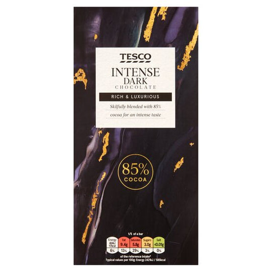 Tesco Intense Dark Chocolate Bar 100G