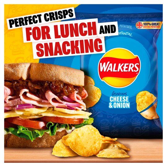 Walkers Cheese & Onion Crisps 12 X 25G